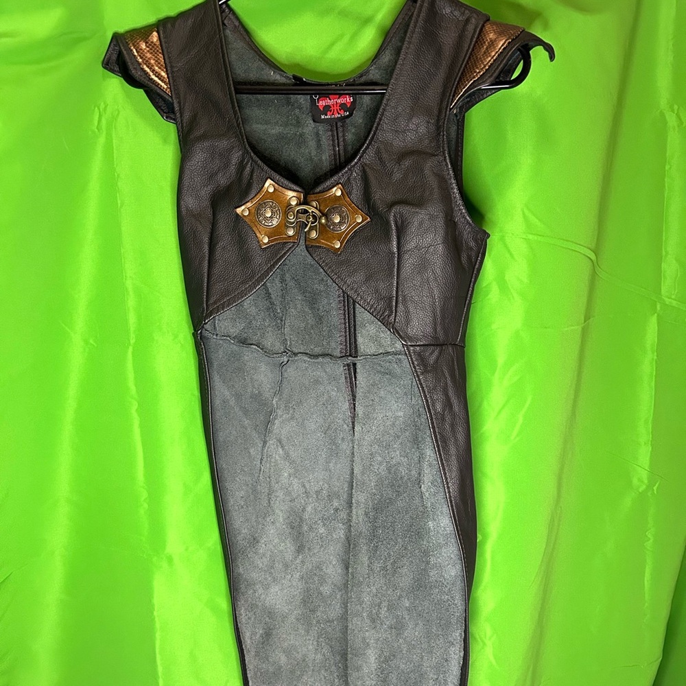 Crimson chain leather works tail coat xs black steampunk